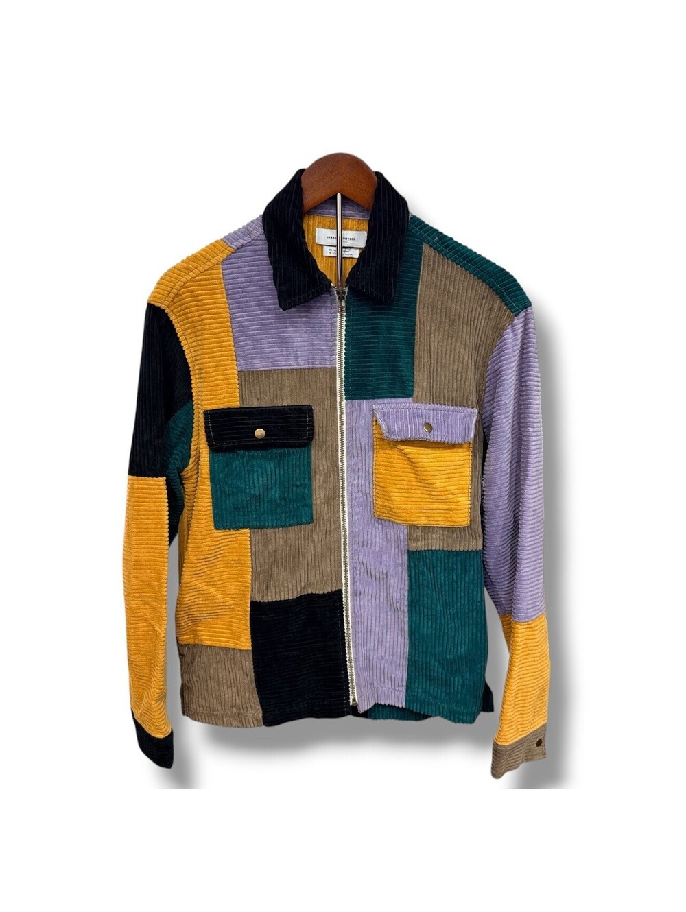 Urban Outfitters ryder blocked corduroy jacket adults XL full zip muticolor